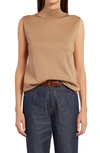 The Row Gianico Silk-blend Turtleneck Top In Dark Camel