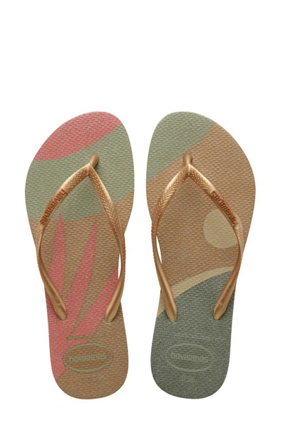 Havaianas Women's Slim Palette Glow Sandals Women's Shoes In Sand Gray/golden