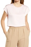Halogen Cap Sleeve Satin Blouse In Pink Chalk