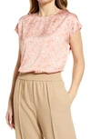 Halogen Cap Sleeve Satin Blouse In Pink Fluid Lines