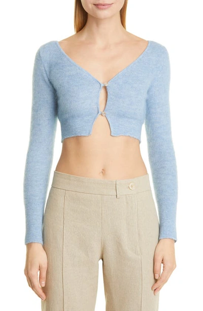 Jacquemus Le Cardigan Alzou Cropped Cardigan In Light Blue