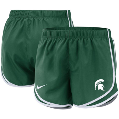 Nike Green Michigan State Spartans Team Tempo Performance Shorts In Hunter Green