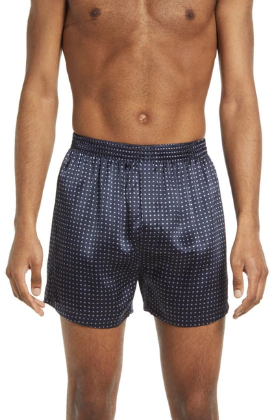 Majestic Men's Dot-print Silk Boxers In Blue