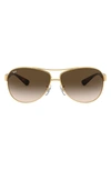 Ray Ban 'bubble Wrap' 63mm Aviator Sunglasses In Gold/ Brown Gradient