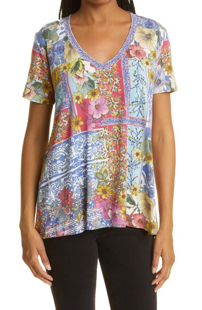 Johnny Was Midsummer Favorites Floral V-neck T-shirt In Multi