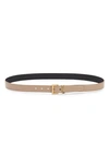 Saint Laurent Laque Ysl Monogram Leather Belt In 2721 Dark Beige