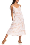 Roxy Land Of Life Leaf Print Midi Dress In Toast Palm Tree Dreams