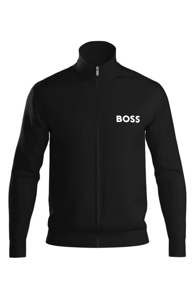 Hugo Boss Boss Ease Zip-front Jacket In Black