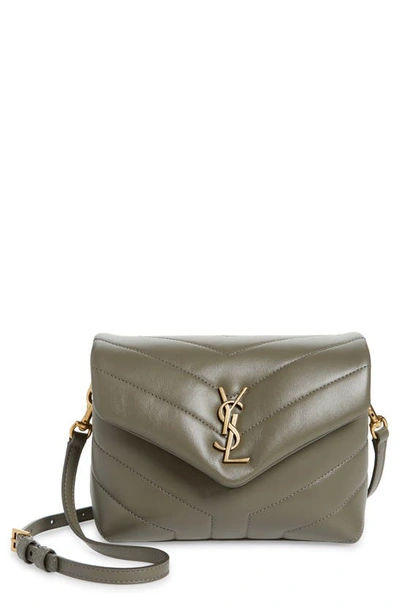 Saint Laurent Loulou Toy Ysl Matelasse Calfskin Envelope Crossbody Bag In Light Sage