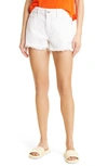 Frame Le Super High Raw Fray Shorts Au Natural Clean In Blanc Shred