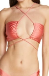 Jade Swim Livi Front-tie Bikini Top In Coral Sheen