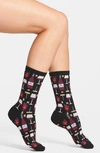 Hot Sox Women's Wine Print Fashion Crew Socks In Black