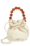 Staud Grace Beaded Top-handle Bucket Bag In Beige