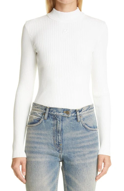 Courrèges Ribbed Sweater With Embroidery In White