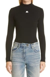 Courrèges Logo Knitted Turtle-neck Sweater In Black