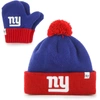 47 INFANT '47 ROYAL/RED NEW YORK GIANTS BAM BAM CUFFED KNIT HAT WITH POM AND MITTENS SET