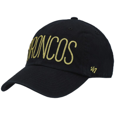 47 ' Black Denver Broncos Shimmer Text Clean Up Adjustable Hat