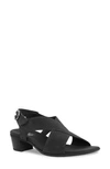 Munro Womens Criss-cross Faux Leather Slingback Heels In Black Lizard Nubuck