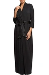 Montelle Intimates Satin Tie Stretch Micromodal Robe In Black