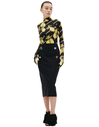 Vetements Skirt With Decorative Buttons In Navy Blue