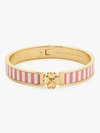 Kate Spade Heritage Spade Flower Goldtone Enamel Thin Hinged Bangle In Coral Lipstick