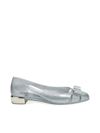 Ferragamo Jelly Ballet Flats In Silver