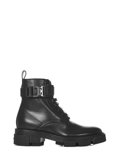 Givenchy Terra Logo-hardware Leather Ankle Boots In Black