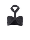 Ambush Twist Halterneck Ruched Cropped Top In Black