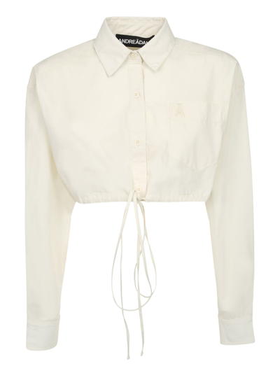 Andrea Adamo Cotton Crop Shirt In White