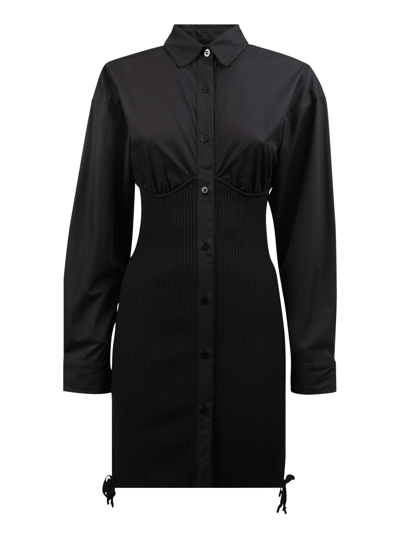 Andrea Adamo Ribbed Knit Midi Dress In Black