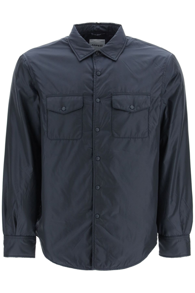 Aspesi Shirt Style Wind-breaker Jacket In Blue