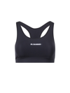 Jil Sander Black Sports Bra With Logo Lettering On The Front In Tech Fabric Stretch Woman In Black