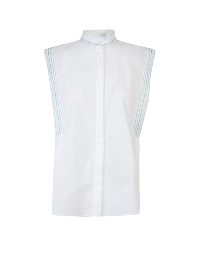 Dondup Cotton Shirt With Contrasting Stitchings - Atterley In White