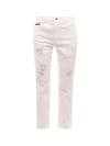 Dolce & Gabbana White Cotton Boyfriend Jeans In White