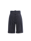 Lardini Cotton Bermuda Shorts With Striped Motif - Atterley In Blue