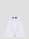 Chiara Ferragni Shorts With Star Eyes Application In White