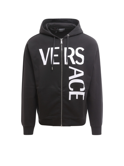 Versace Sweatshirt With Logo Print In Black