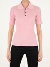 BOTTEGA VENETA RIBBED PINK POLO SHIRT