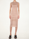 Dolce & Gabbana Ruched Jersey Midi Dress In Nude