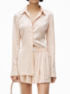 Alexander Wang Long-sleeved Crystal-embellished Shirt In Pink
