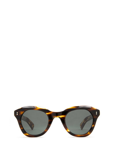 Lesca Looping Striped Havana Sunglasses
