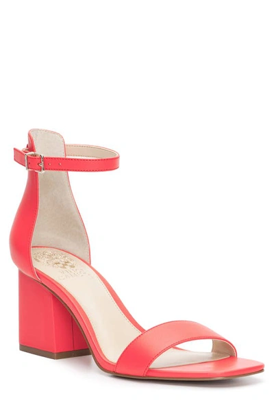Vince Camuto Margry Ankle Strap Block Heel Sandal In Tiger Lily Soft Nappa Silk