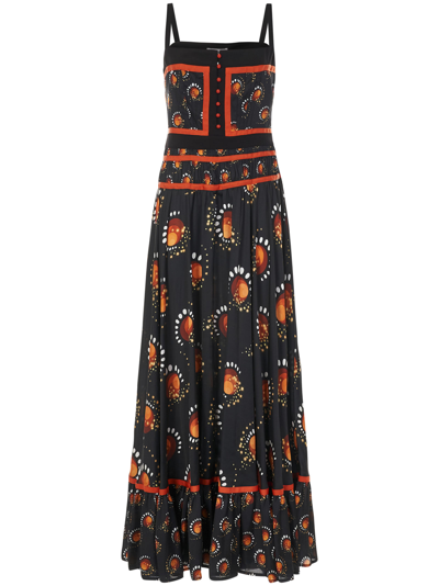 Paco Rabanne Graphic-print Flared Maxi Dress In Black