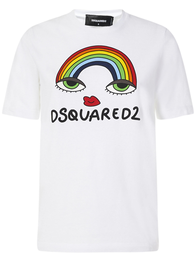 Dsquared2 Rainbow Logo Print T-shirt In White (white) | ModeSens