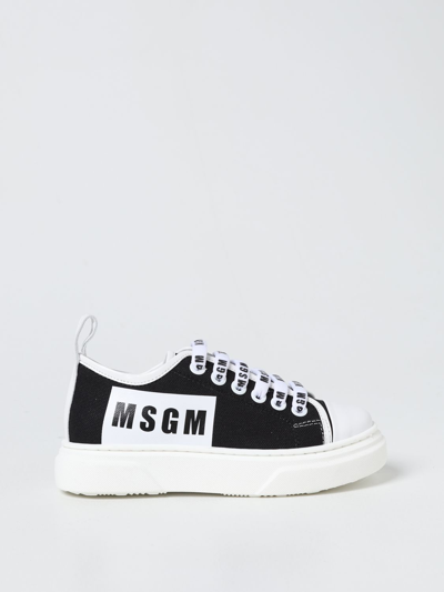 Msgm Trainers In Canvas In Black
