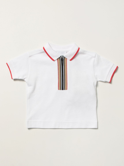 Burberry Babies' Cotton Polo T-shirt In White