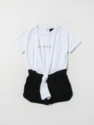 Givenchy Babies' Bicolor Cotton Jumpsuit With Logo In Multicolor