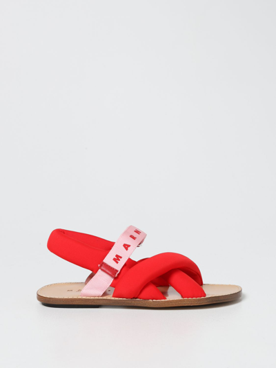 Marni Kids' Red Sandals For Girl With Red Logo