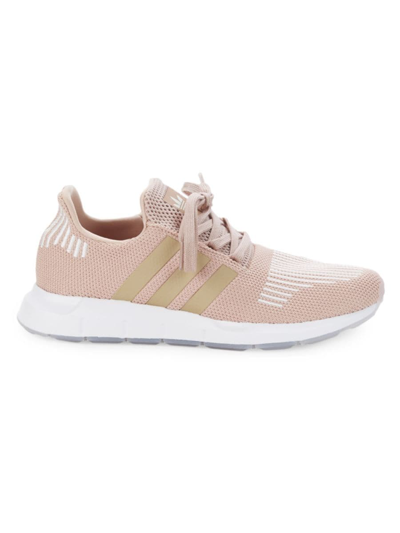 Adidas Originals Women's Swift Run Knit Low-top Sneakers In Ash Pearl/off White/white