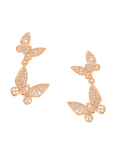 Diana M Jewels Women's 14k Rose Gold Butterfly & 0.35 Tcw Diamond Drop Earrings